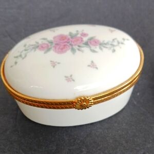LenFloral Oval Trinket Box with Gold Trim